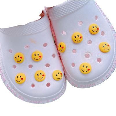 China Cute Durable Smiley Cartoon Shoe Face Heart Designer Charms For Shoes College Shoe Charms for sale