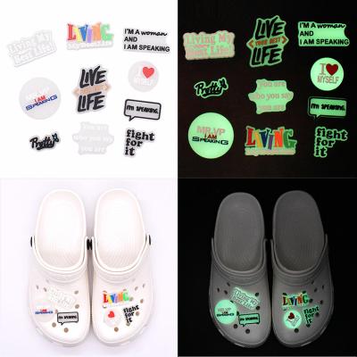 China Durable Luminous Personality Shoe Decoration PVC Glow In The Dark Designer Adult Shoe Charms Croc Luxury Bling Charm for sale