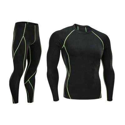 China 2pcs/set Compression Tights Men's Fitness Clothing Long Sleeve Gym Wear Clothes QUICK DRY QUICK DRY for sale