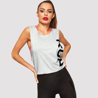 China Women tank sports anti-pilling gym running vest fasion good quality sleeveless top t-shirt for sale