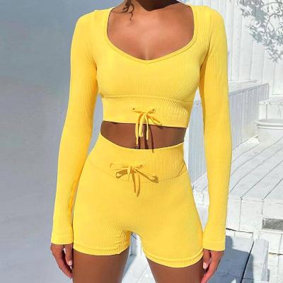 China QUICK DRY Hot Summer Y21S04615 2021 2 Pcs Joggers Tracksuit Crop Top Bra Two Piece Pants Sets Joggers Set Women Sweatpants Suits for sale