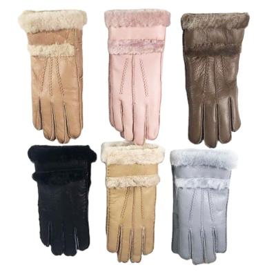 China High grade woolen fur gloves manufacturers new real wool wholesale ladies sheepskin gloves warm winter fashion for sale