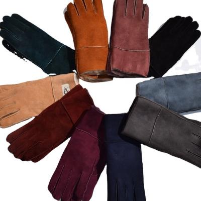 China 2023 winter woolen finger sheepskin warm frosted ladies comfortable thickened real sheepskin gloves for sale