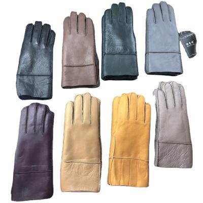 China 2023 winter sheepskin woolen gloves ladies full back leather heat split finger gloves all-in-one thickened gloves manufacturers wholesale for sale