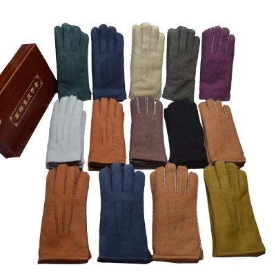 China Work Wilth 2023 Full Touch Screen Sheepskin Sheepskin Leather Gloves Wholesale Custom Made Woolen Skin Gloves For Men And Women for sale