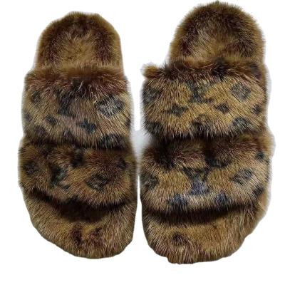 China Fashion Trend Four Seasons Slippers Ladies Mink Fur Sandals Mink Fur Luxury Home Slippers Wholesale for sale