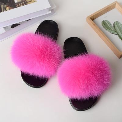 China Factory Direct Selling Damping New Fashion Women Lamb Fur Slides Fox Fur Slippers Sandals for sale