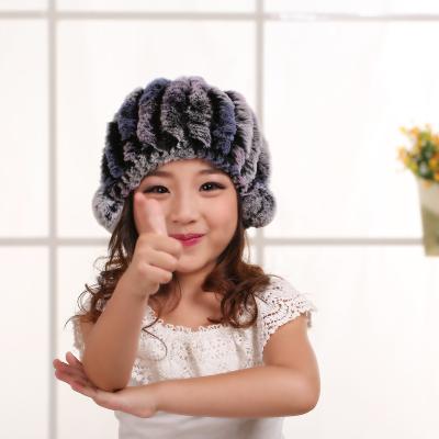 China Wholesale Cheap Korean Fur Woven Girl Fur Leather Warm Hat Children Fashion Rex Rabbit Thick Warm Comfortable Warm Hat for sale