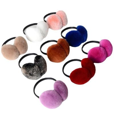 China Factory Wholesale Cute Warm Rabbit Fur Ladies Autumn And Winter Real Rex Hearing Protection Soft Plush Earmuffs Feeling Adjustable for sale