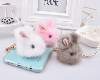 China Lovely Wholesale Cute Animal Fur Accessories Mink Rabbit Fur Key Chain for sale