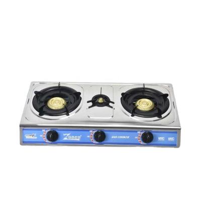 China Hotel household stainless steel panel gold iron burnergas stove for sale