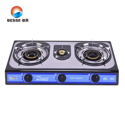 China Triple Burner Stove Household Good Quality Stainless Steel Gas Stove for sale