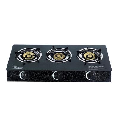 China Widely Used Household Kitchen Appliances Table Tempered Glass Gas Stove Triple Burner Gas Kitchen for sale