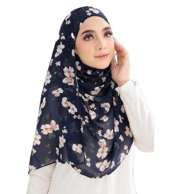 China Wholesale High Quality Malaysia Muslims Printed Flower Printed Women Chiffon Scarf Hijab Shawl for sale