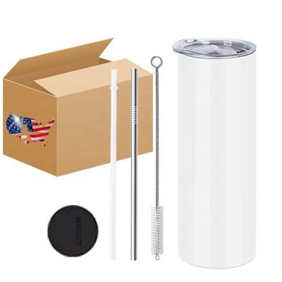 China Viable USA Warehouse Double Wall Insulate 15oz 20oz 30oz Stainless Steel Sublimation Straight Lean Tumbler With Stainless Steel Straw for sale