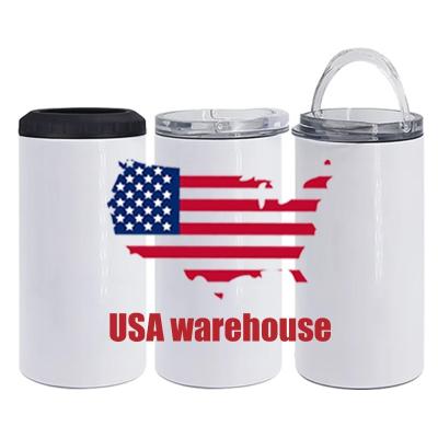 China Sustainable USA Store 4 in 1 16oz Stainless Steel Lean Upright Insulated Sublimation Box Slim Cooler To Keep Drinking Cold for sale