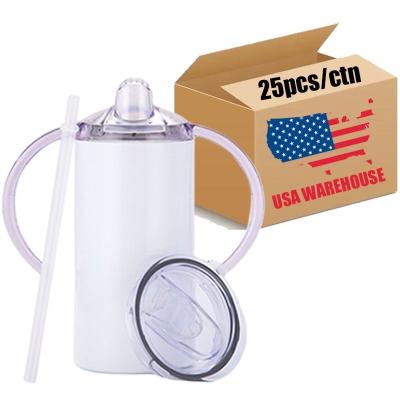 China Portable USA warehous12oz double wall stainless steel BPA vacuum blank kids sublimation free sippy tumbler with two lids for sale