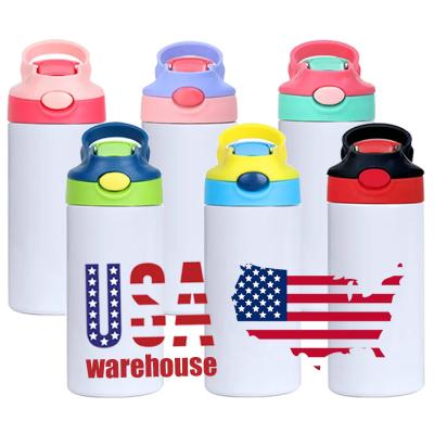 China RTS 12oz Kids Stainless Steel Water Cup Kids Sippy Bottle Viable Insulated BPA Free Insulated Tumbler Sublimation White With Flip Top Lid for sale