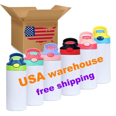 China RTS 12oz 350ml White Tumbler US Warehouse Mixed Colors Six Children's Kids Water Bottle DIY Sublimation Straight Viable for sale