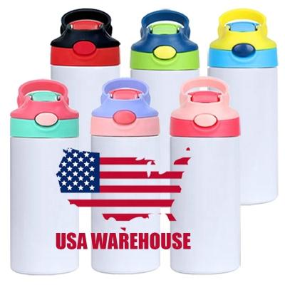 China 12oz PORTABLE Ready To Ship 350ml Stainless Steel Double Walled Sublimation Mug Masks Kid Sublimation Bottle Tumbler With Flip Top for sale