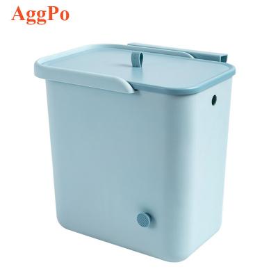 China Kitchen Sustainable Wall Mounted Waste Bin Plastic Wall Mounted Trash Can With Lid Kitchen Waste Bin for sale