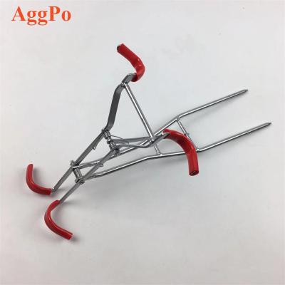 China Fishing Rods Fishing Rod Holder Metal Double Fishing Rod Holder Simple Adjustable Hand Sea Fishing Pole Bracket Ground Hold for sale