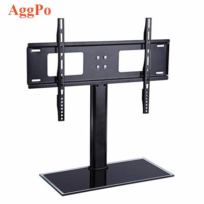 China LCD LED TV Stand Adjustment Height And Width Increase TV Computer Help Desk Bracket Iron Tempered Glass And Iron TV Monitor Mount Tempered Glass for sale