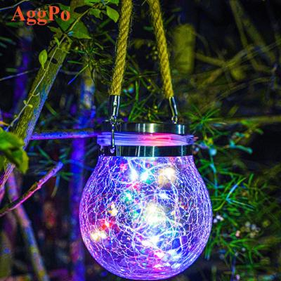 China Christmas Outdoor Garden Decoration Lights Holiday Glass Hanging Glass Hanging Decoration Lights Solar Garden Lights for sale