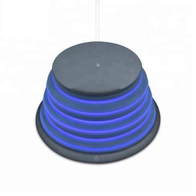 China Mobile Phone Wireless Charger With Colorful Breathing Light, 10W Cushion ABS And Silicon Charger Stand for sale