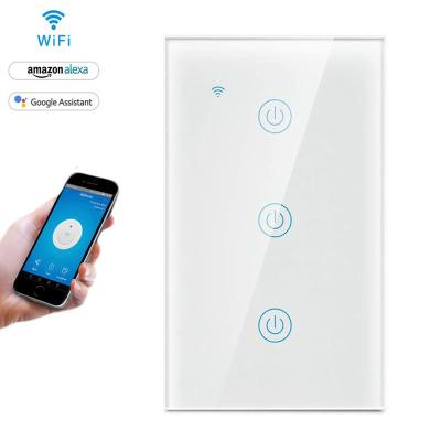 China 1/2/3 Band 2 Way Smart WIFI Switch Remote Switch Touch Home Automation App Control Glass Panel Switch On/Off Shipping & Handling - DS101-JL for sale