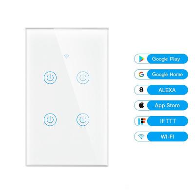 China USA Wholesale WiFi 2 Strip Touch Switch 220V/2.4GHz Wi-Fi Lamp Switch Electrical Smart Home Remote Works with Alexa Google Shipping and Handling - DS101-BW for sale