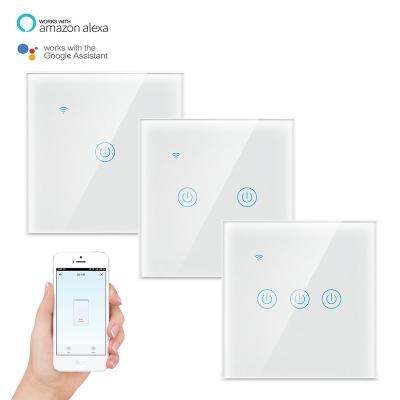 China Smart Lamp Switch Touch Switch Panel Wall Switch 1/2/3 Strip wifi US/EU standard work with Alexa Google Home Shipping and Handling - DS101 for sale