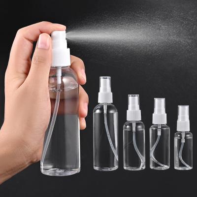 China Personal Care 100ml 30ml Empty Small PET Alcohol Hand Sanitizer Continuous Plastic Fine Mist Pump Spray Bottle for sale