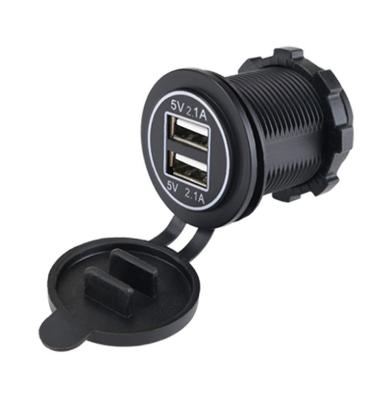 China Usb Car Motorcycle Boat Modified Dual USB Accessories 5V 2.1A Mobile Phone Car Charger for sale