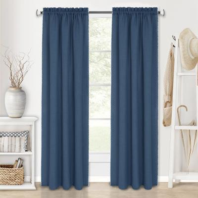 China Hot Selling Blackout Blackout Curtains 100% Polyester Blackout Solid Linen Curtain For Living Room Bedroom for sale