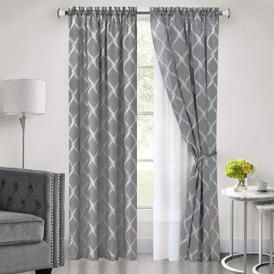 China Custom Color Blackout Sheer Curtains With Printed Silky Lining Modern Style Drapes For Living Room for sale