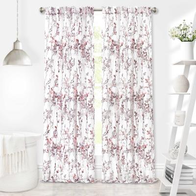 China European and American style sheer curtain with factory printing polyester sheer curtains for living room for sale