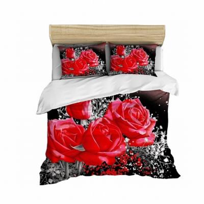 China New Style Viable Design Rose Large Reactive Printed 3D Duvet Cover Set for sale