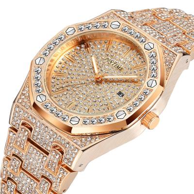 China Automatic Date Fashion Hip Hop Iced Out Quartz Full Diamond Round Men Watch Luxury Watch for sale