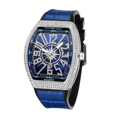 China Full date fashion auto face men big diamond six-pin models watch pintime watch wholesale for sale