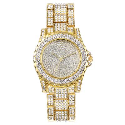 China Automatic Date Fashion Men/Women's Gold Watch Oblong Ice/Silver Hip Hop Women's Wristwatch Sub-Dial Strap Out Cuban Unisex Watch Diamond for sale