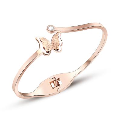 China Simple fresh punk fashion personality quality butterfly stainless steel bangle bracelet for women for sale