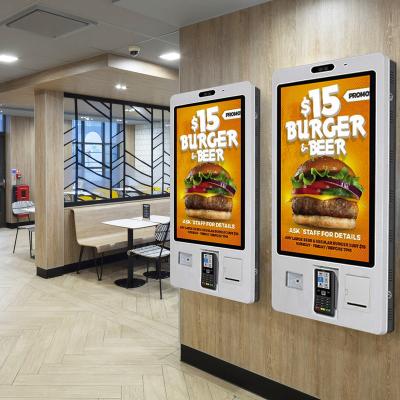 China Shopping mall 21.5 24 32 inch self service touch screen system order ordering kiosks for KFC/McDonald/Restaurant/coffee store for sale