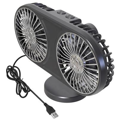 China ABS Plastic No Noise Auto Dash Fan 12v Dual Head Fan Car Fan With LED Light Instruments Car Electronics CE F211 for sale