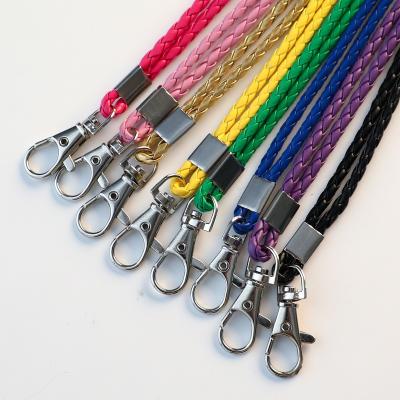 China High Quality Wholesale Printed Logo Collar Colorful Braid PU Leather Lanyards Customized Daily Use Sample Support for sale