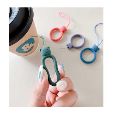 China Short Lanyard Drop-Resistant Cell Phone Ring Lanyard Silicone Ring Ring Mobile Phone Lanyard U Disk Portable Cute Silicone Cell Phone for sale