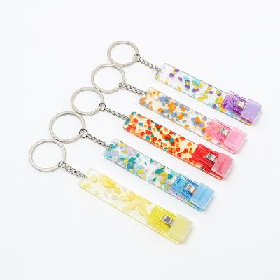 China Card Grabber Wholesale Customize Elegant Luxury Acrylic Card Grabber Long Nails Credit Debit Key Acrylic Key Chain With Pom Pom for sale