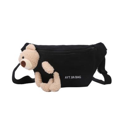 China Custom Made Anti-theft Fanny Pack Cute Korean Logo Ladies Cartoon Canvas Waist Bag for sale