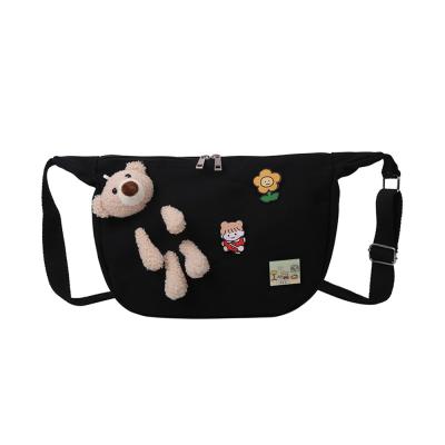 China 2020 new fashion anti-theft bear cute allmatch canvas shoulder waist bag for sale