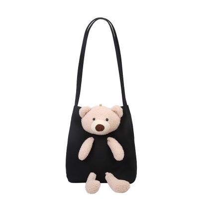 China 2020 New Fashion Bear Creative Soft Canvas Large Shoulder Bag for sale